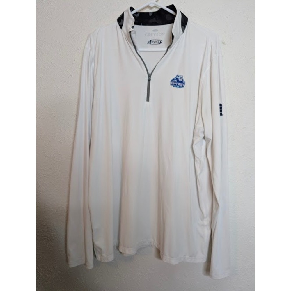 GREYSON Mens Size XL Performance Lightweight 1/4 Zip Up White Embroidered Golf‎